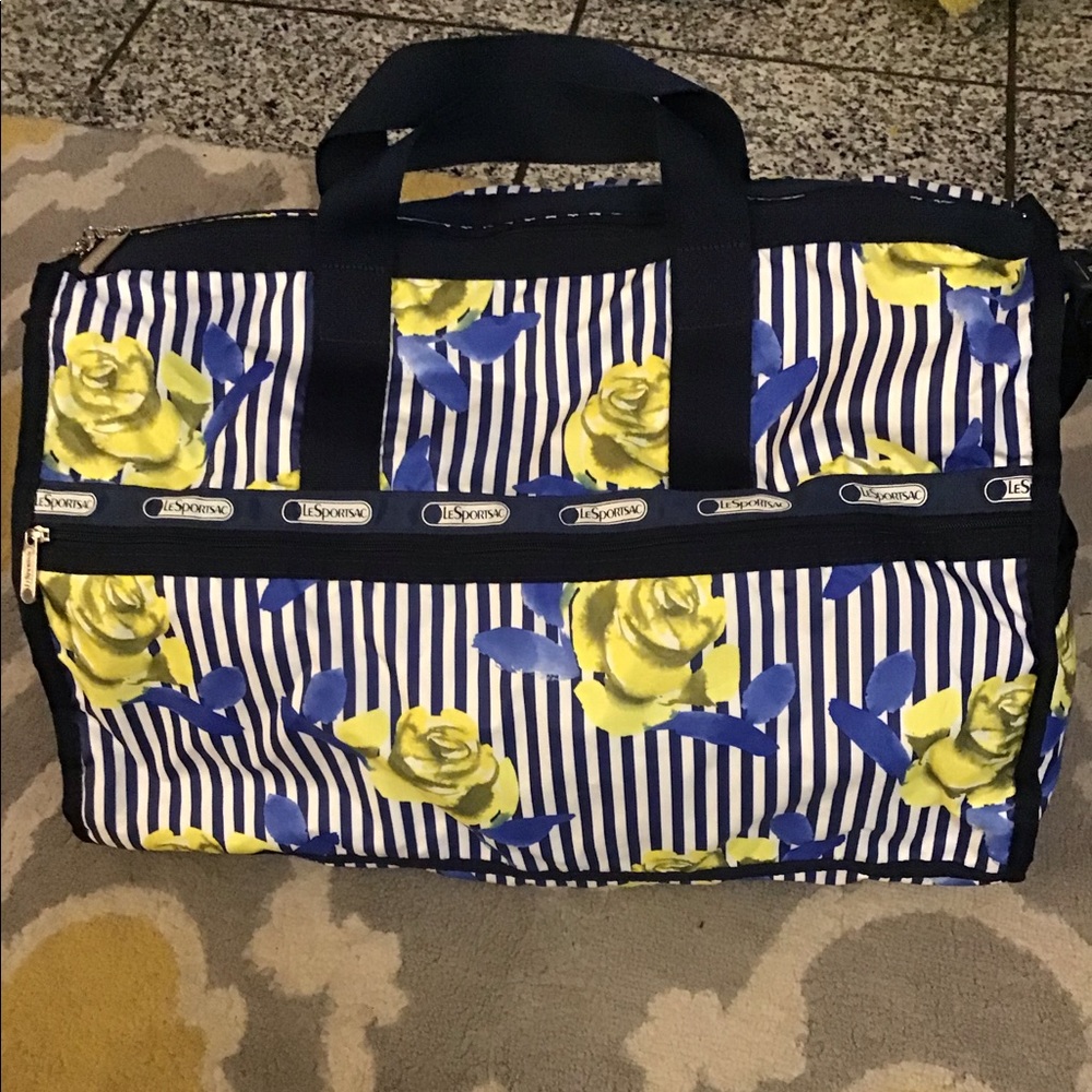 EUC Floral print & Striped Lesportsac Duffel Bag
